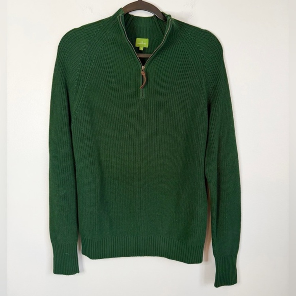 Sid Mashburn Size S • Green 1/4 Zip Long Sleeve Cotton Sweater.
